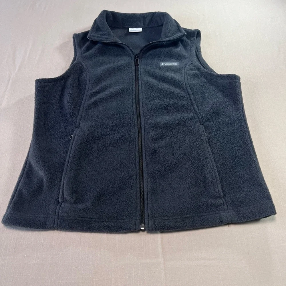 Columbia Benton Springs Women’s Large Fleece Vest Black Zip Front